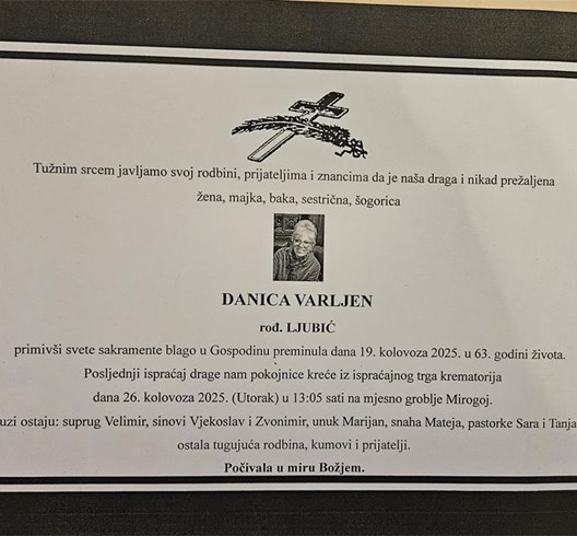 Posljednji pozdrav Danici Varljen